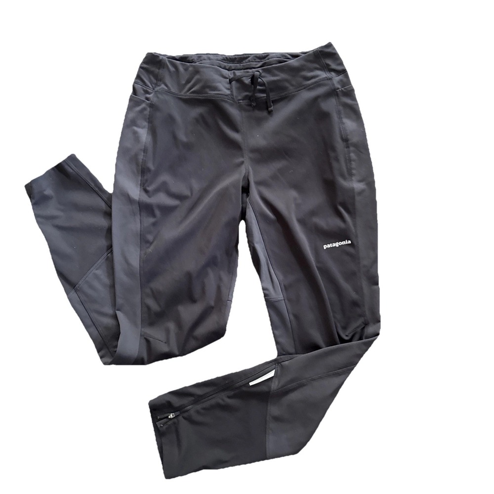 Patagonia Wind Shield Pants Women Medium Black Softshell Running Hiking Trail